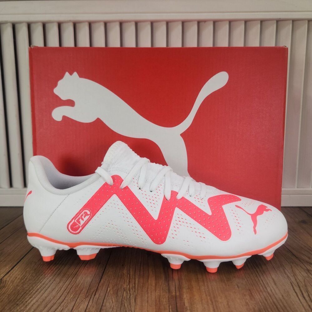 PUMA Future Play FG/AG Junior Size 6 White Pink Athletic Soccer Cleats 107388-01